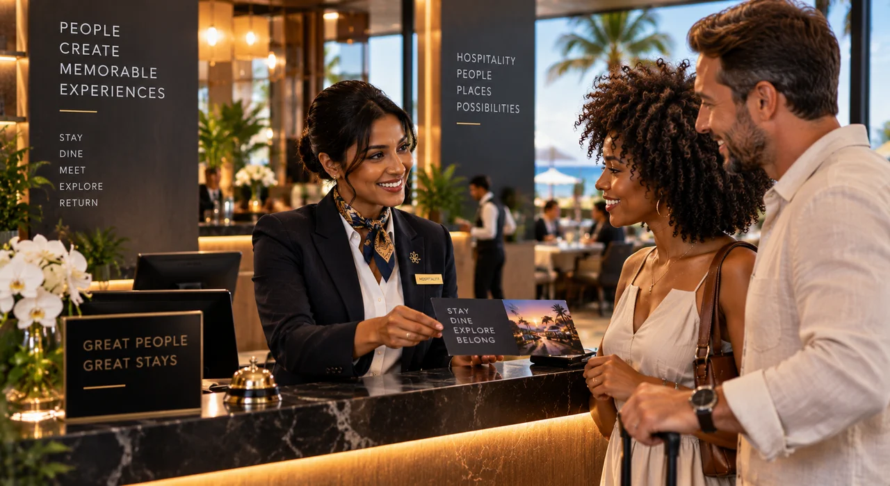 Hospitality professional welcoming guests