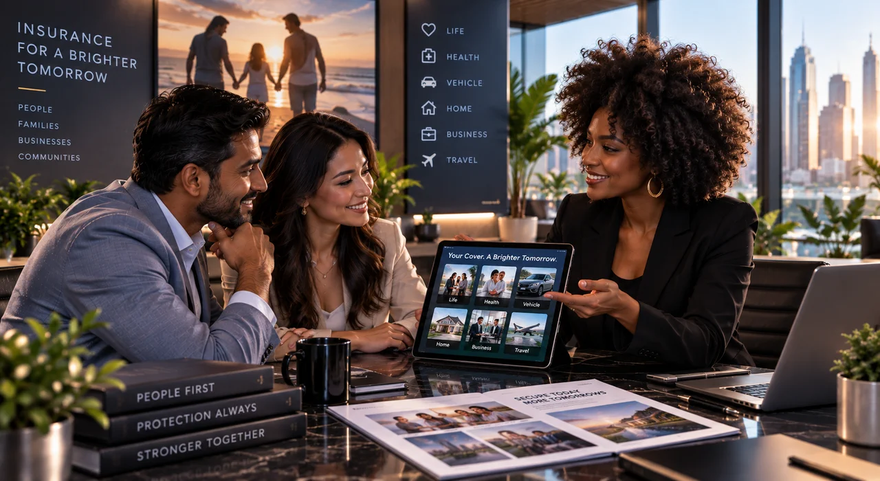Insurance broker guiding clients through cover options